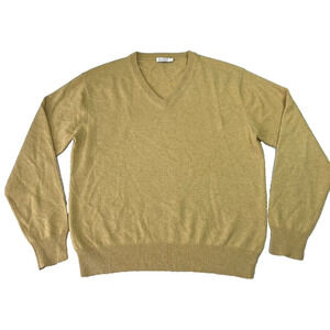 Zume Sweater Mens Large Golden Yellow Tone Long Sleeve Pullover Cashmere